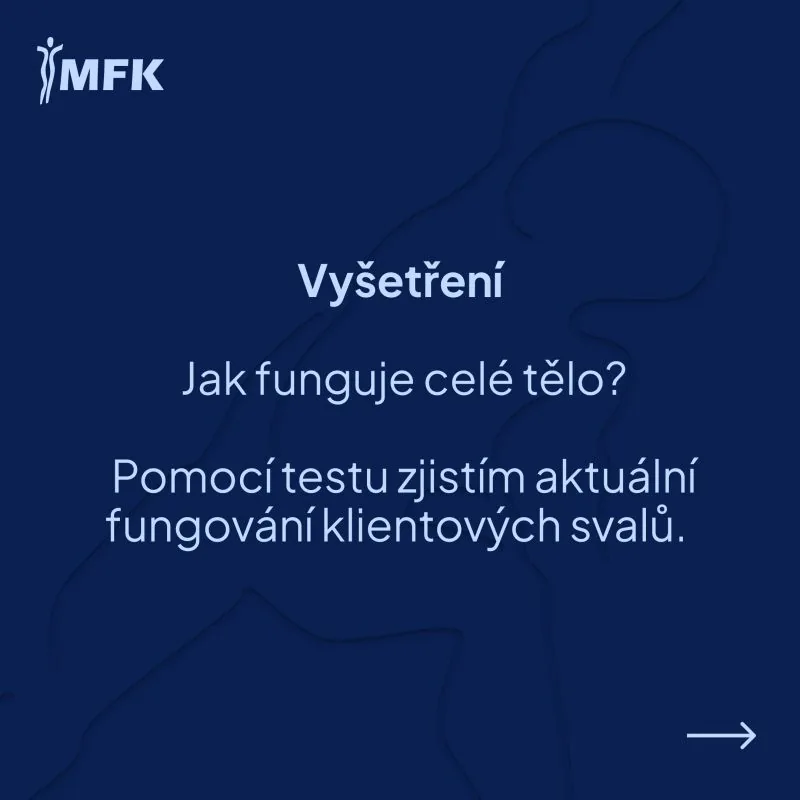 Tmavě modrý slide s nadpisem Vyšetření a otázkou, jak funguje celé tělo